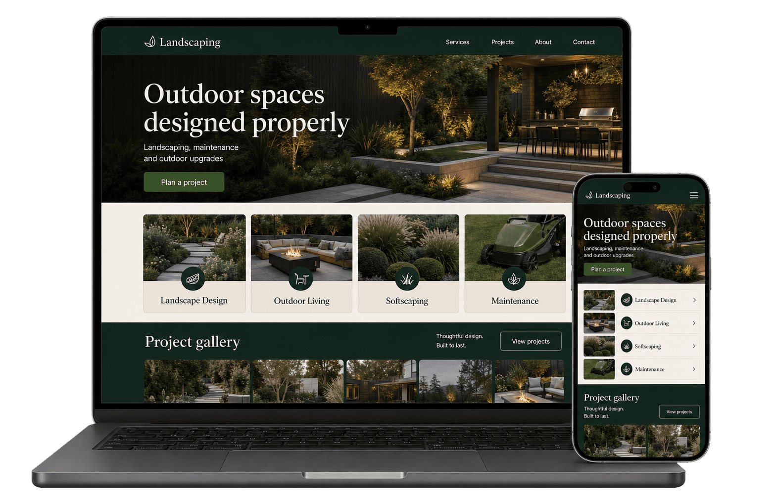 Landscaping website direction