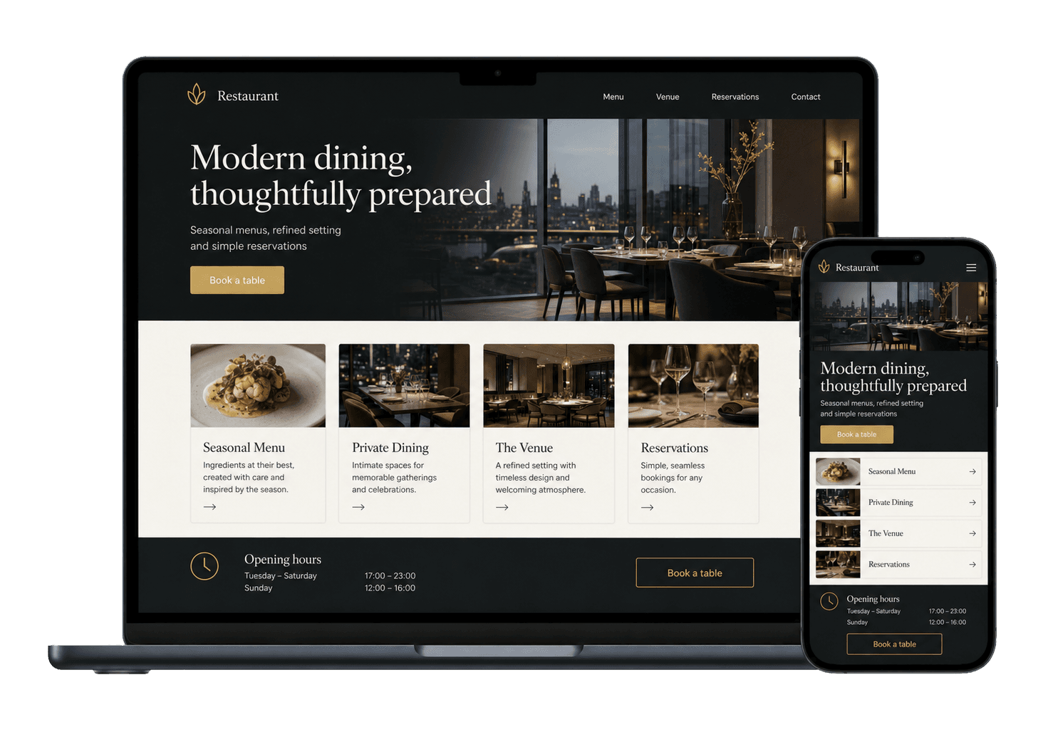 Restaurant website concept