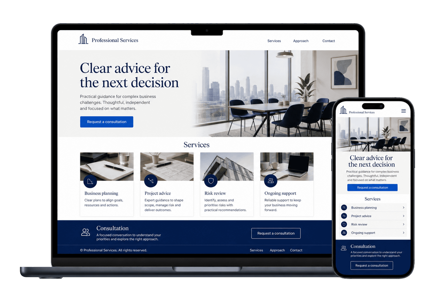 Professional services website concept