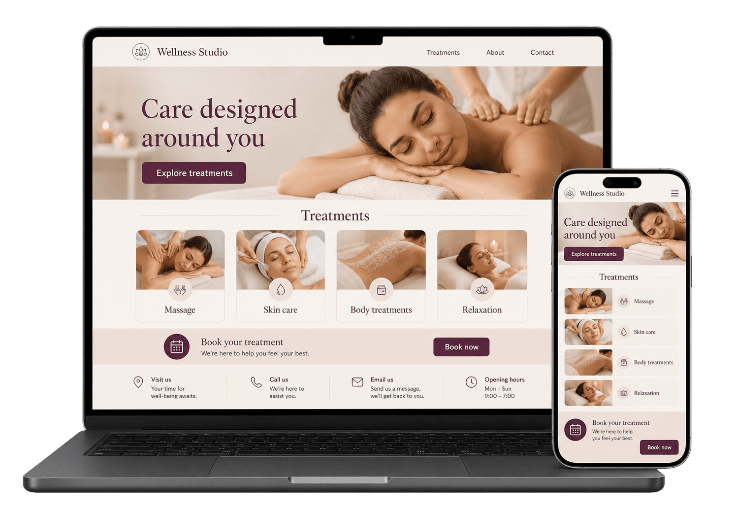 Wellness studio website concept