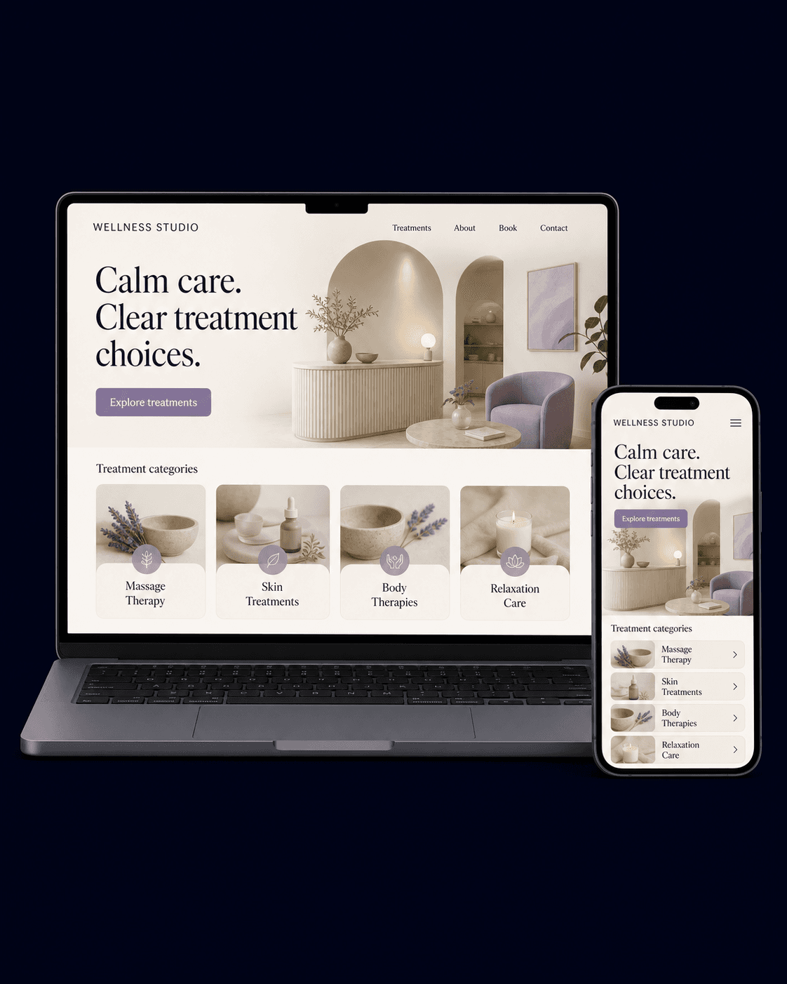 Wellness studio website concept