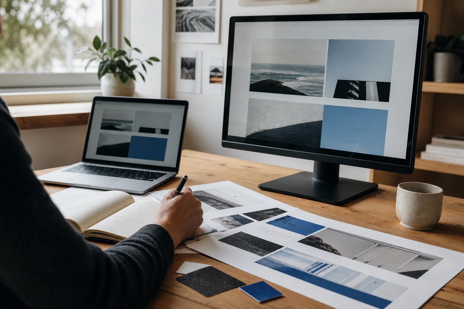 Website designer reviewing page layouts in the ProOne Web studio