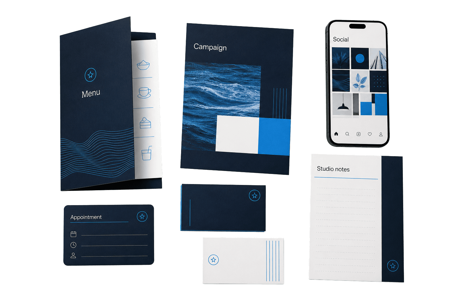 Premium marketing collateral concept set